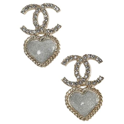 chanel black heart stud earrings|chanel stud earrings for sale.